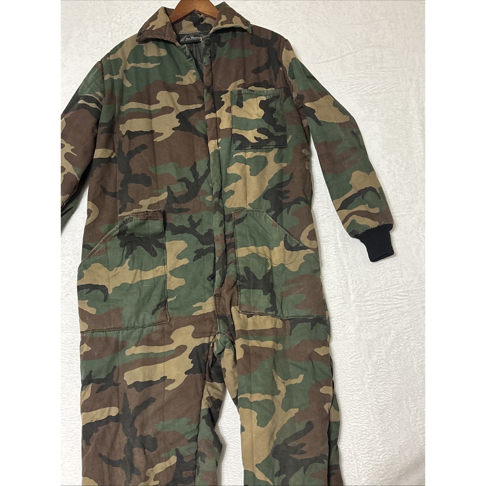Woodland Camo All Weather Outerwear Insulated Coveralls Hunting Suit Large